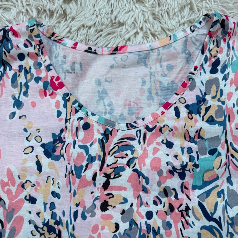 🎉HP🎉 Boutique Floral Print Bubble Sleeve Top 💗 White Pink & Blue - Picture 8 of 14